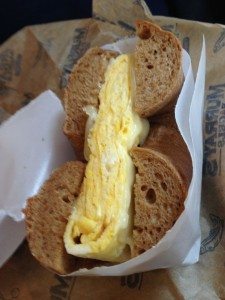 Breakfast bagel with egg