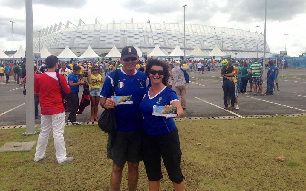 Zorba and I outside the stadium in Recife