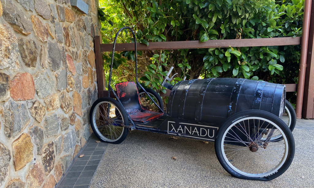 vintage wine Barrell go kart, at Xanadu, one of the best winery lunches in Margaret River 