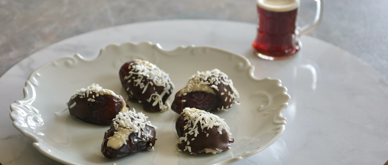 Tahini stuffed chocolate dates recipe